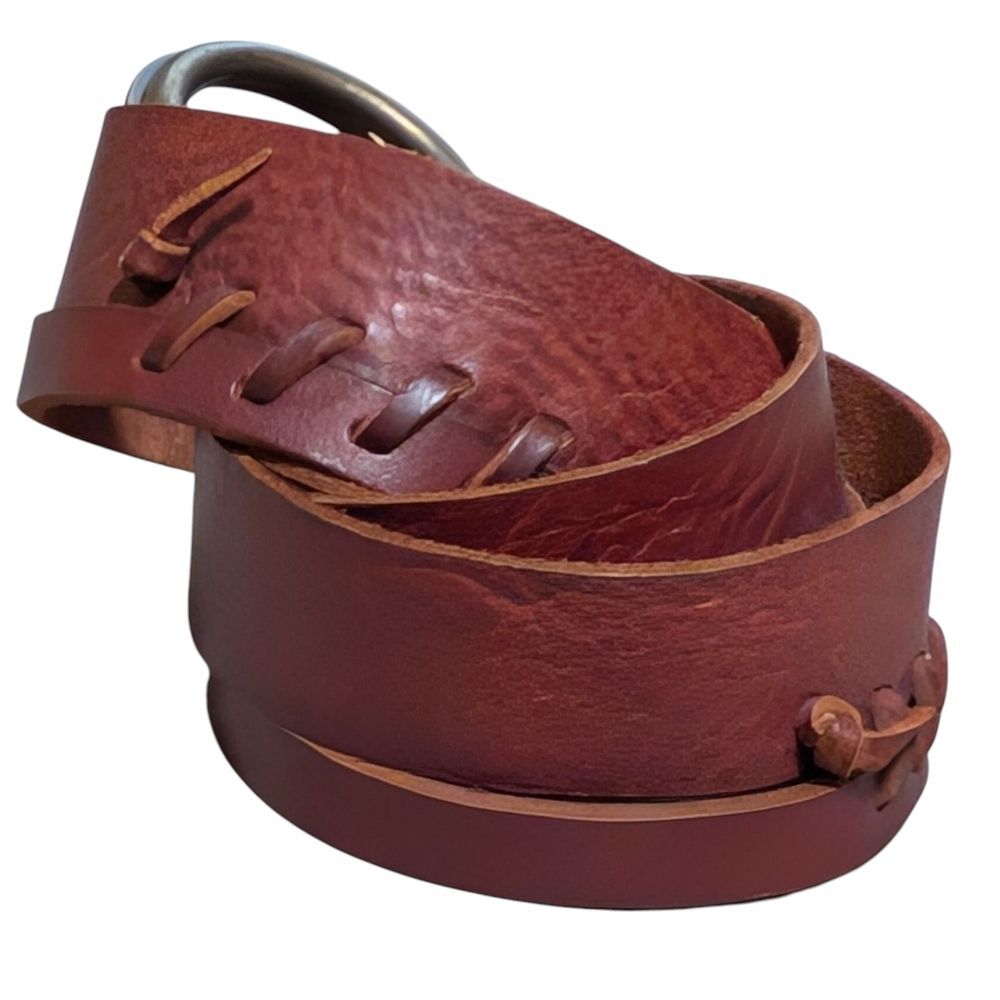 Lucky Brand Leather Braided Belt size L/XL whipstitch boho bohemian hippie brown - Picture 7 of 7